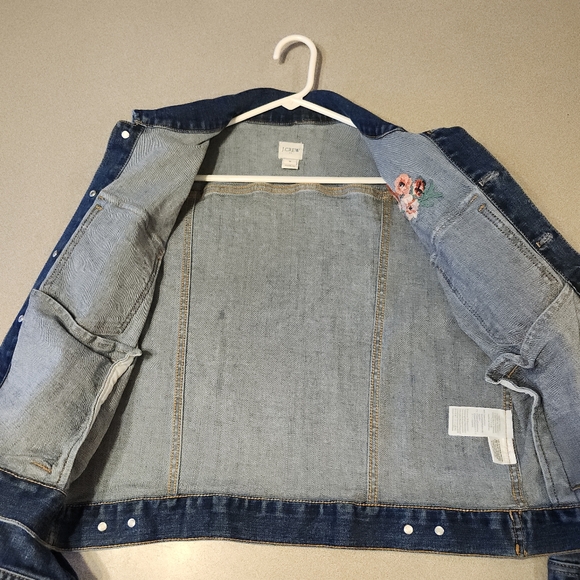 J. CREW MERCANTILE EMBROIDERED STRETCH MEDIUM WASH JEAN JACKET WMS SIZE MEDIUM - Picture 12 of 12